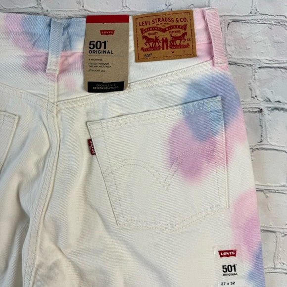 NWT Levi’s 501 white high rise fitted hip and thigh straight leg jeans 27x30 - Picture 6 of 14